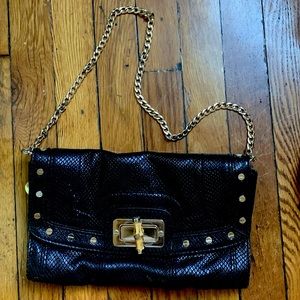 Milly Black embossed leather handbag